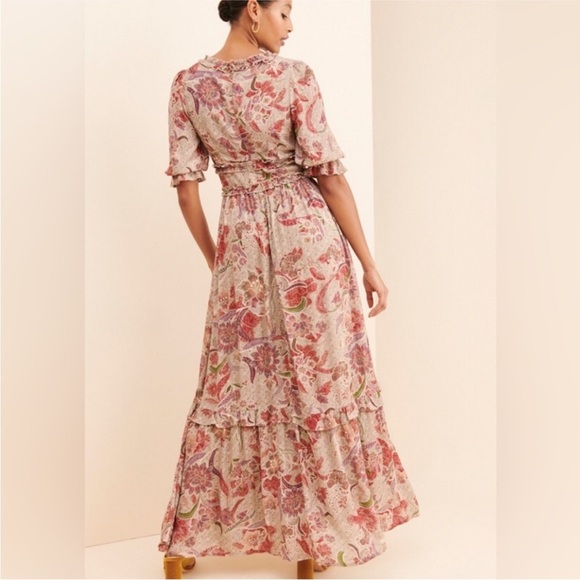 New Anthropologie BTFL-LIFE Floral Ruffle Maxi Dress In Rust! size xSmall - Picture 3 of 14